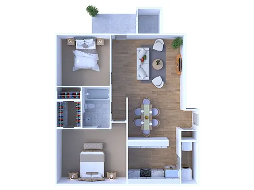 Floor plan 2 BR - 1 BTH