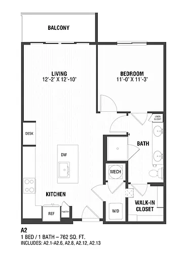 Floor plan 1 Bed/1 Bath