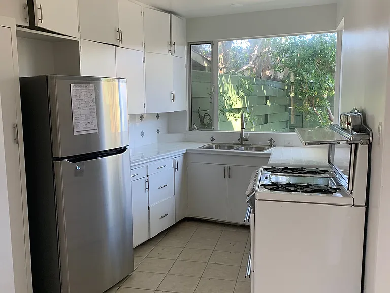 kitchen overlooks private patio