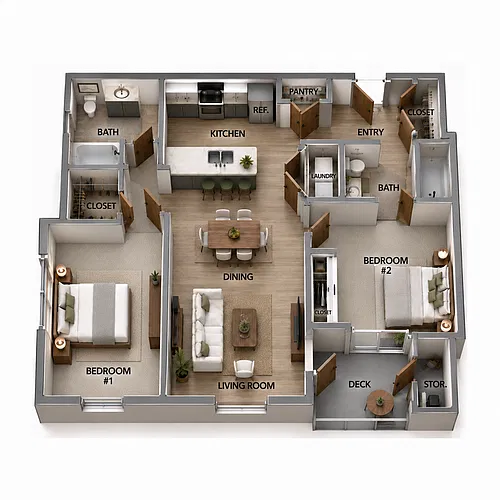 Floor plan Two Bedroom Two Bath Deluxe