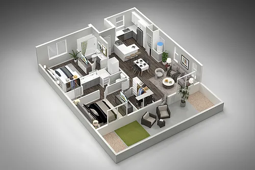 Floor plan 2 Bedroom, 2 Bathroom