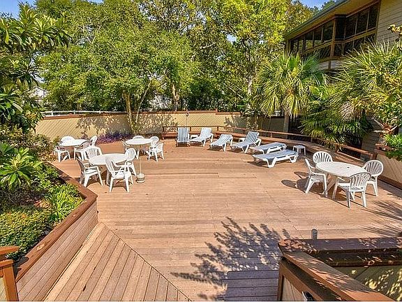 Outdoor pool sunning deck