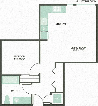Floor plan Open One Bed 11