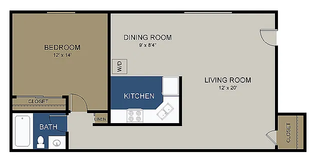 Floor plan 1 Bedroom /1 Bath