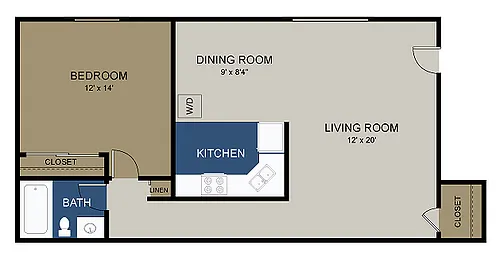Floor plan 1 Bedroom /1 Bath