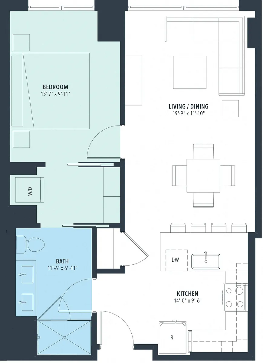 Floor plan 1 Bed/1 Bath-a10j