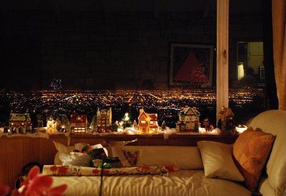 City lights view from the living room