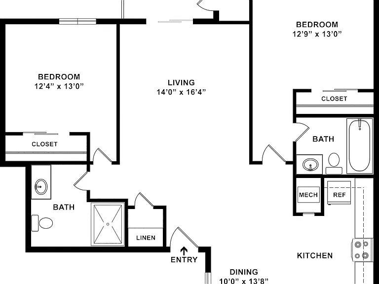 2 BD / 2 BA 831 SF