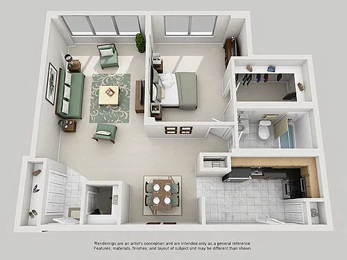 Floor plan 1 Bed, 1 Bath 947 SF 11B