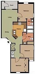 Floor plan 3BD 2BTH A 60%