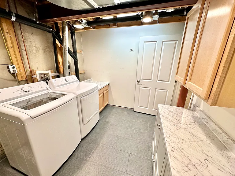 Basement laundry room.