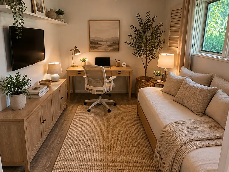 Design Inspiration for one of the bedrooms - can also use as an office or multipurpose room
