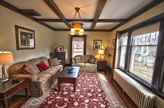 Living Room w Coffered Ceiling