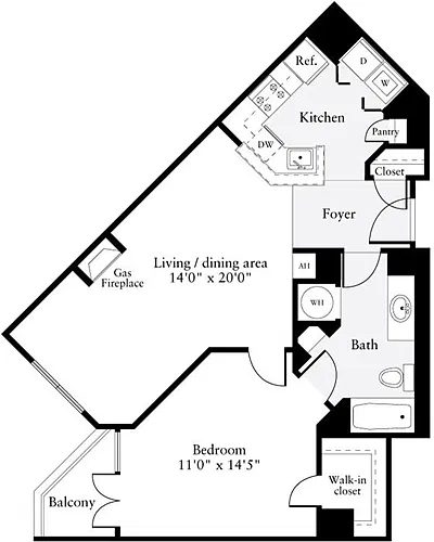 Floor plan 1 Bedroom H