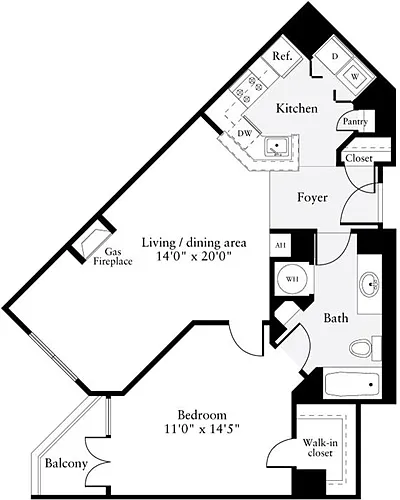 Floor plan 1 Bedroom H