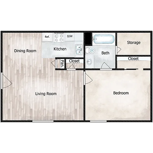 Floor plan 1 Bed 1 Bath