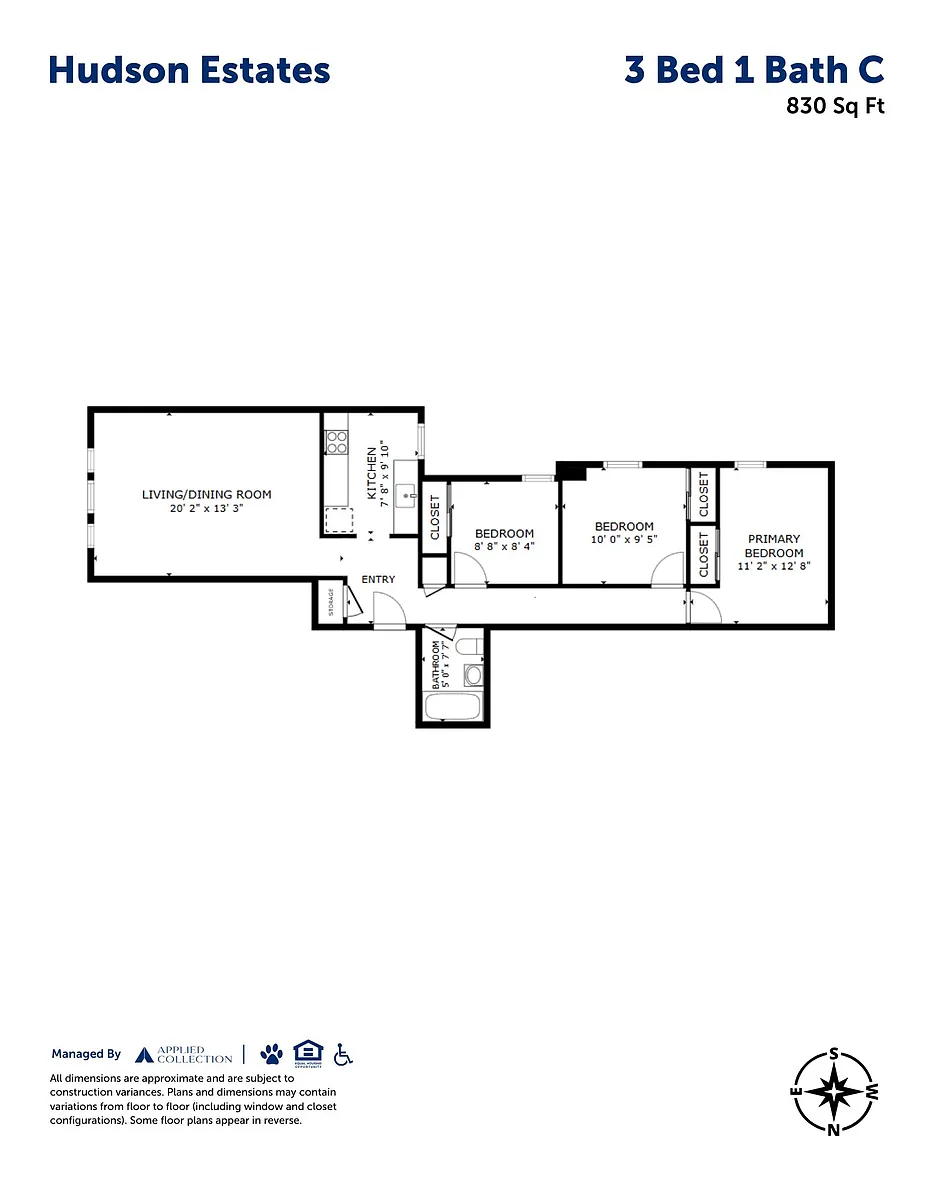 Floor plan 3 Bed 1 Bath C