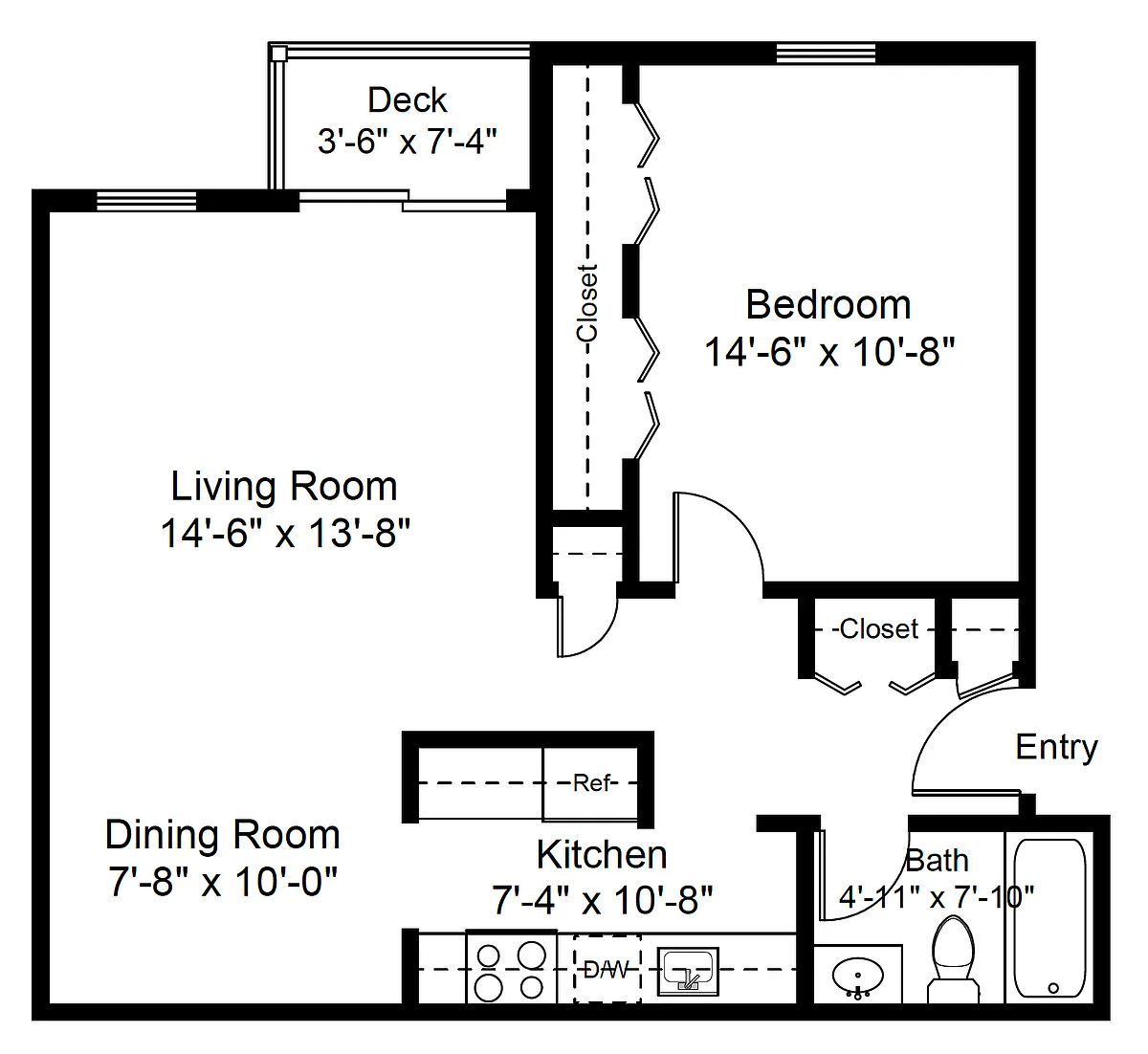 Floor plan 1 Bed 1 Bath