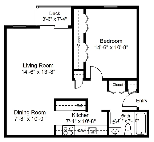 Floor plan 1 Bed 1 Bath