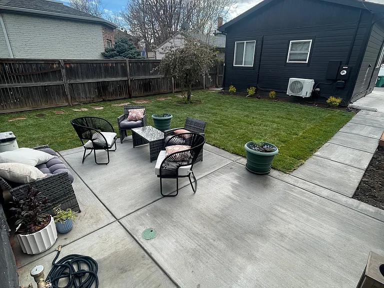Backyard (with guest home, separately rented) in the background