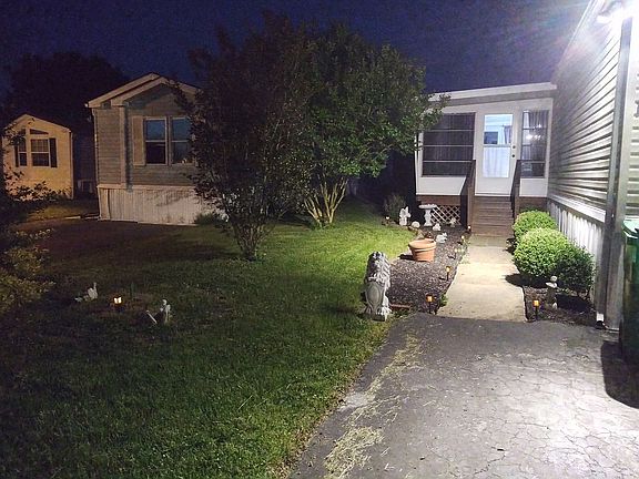 Front walk at night.