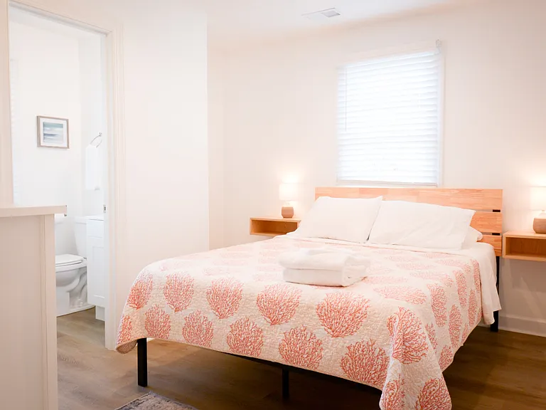 Bedroom with ensuite bathroom (full bathroom with shower) and private tv.
