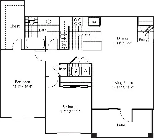Floor plan Two Bed B-1 - Phase II