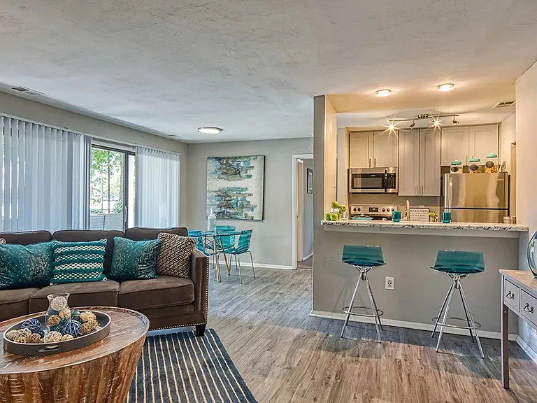 Spacious, open spaces feature new flooring