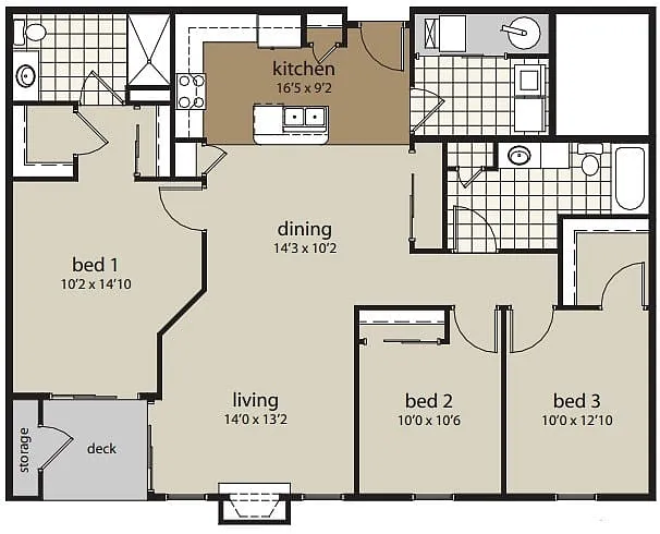 Floor plan 3A 1494 sf