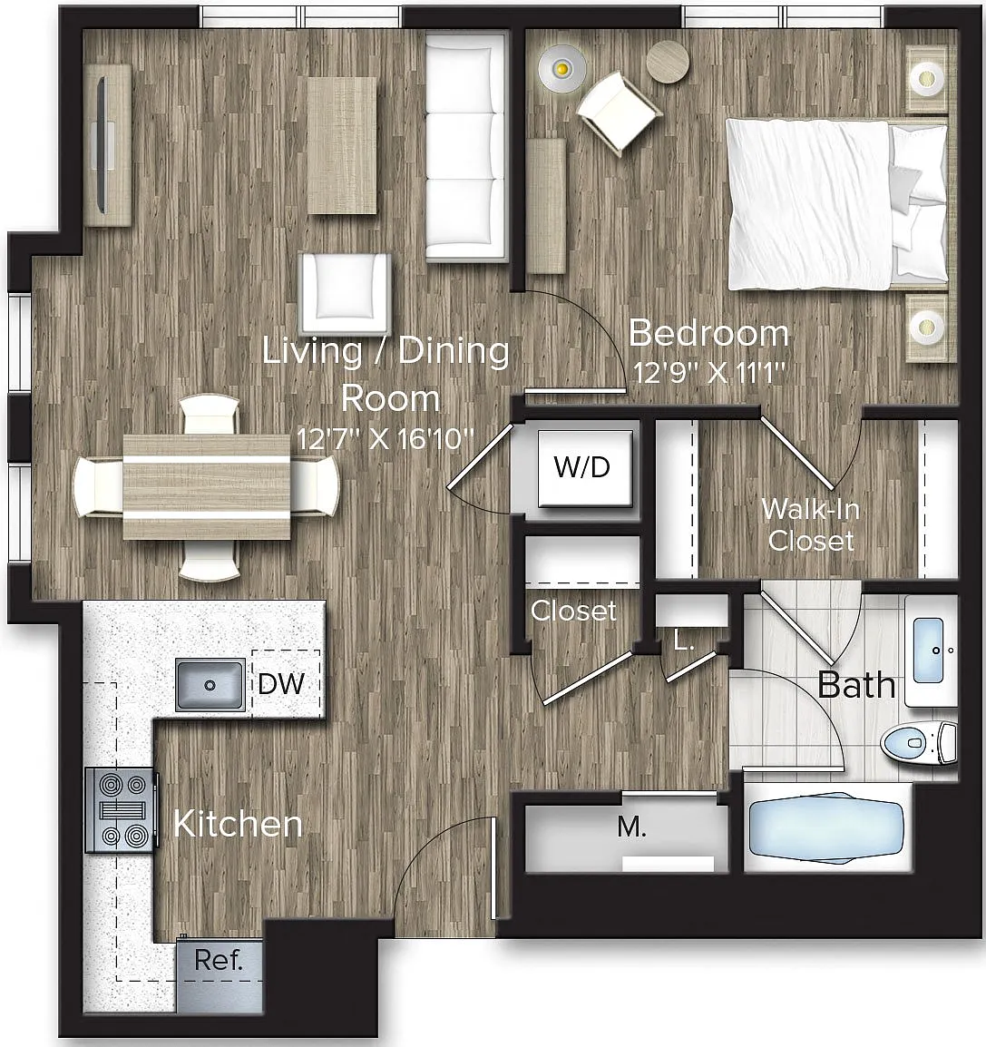 Floor plan 1 Bed/1 Bath-A10