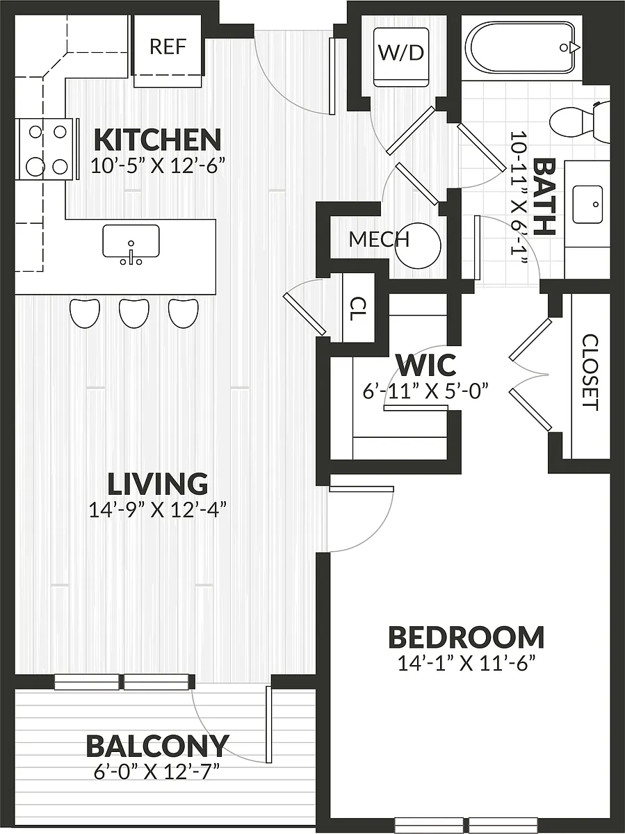 Floor plan 1 Bed/1 Bath-a2.1