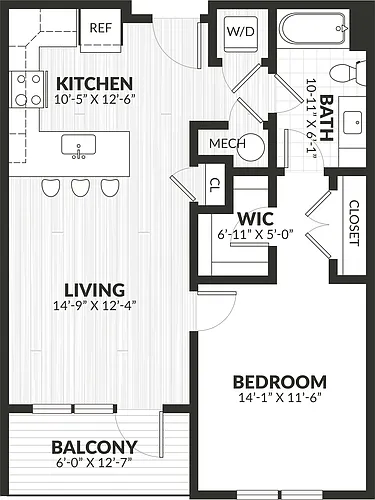 Floor plan 1 Bed/1 Bath-a2.1