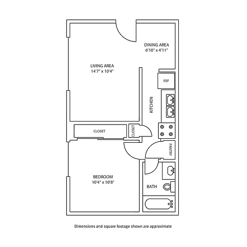 Floor plan Carousel 1 Bed and 1 Bath B