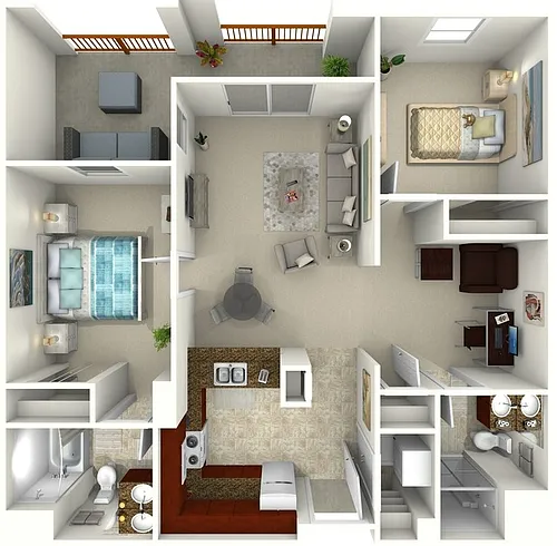 Floor plan 2 Bedroom w/Den
