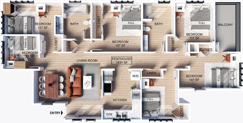 Floor plan 6 Bedroom | 2 Bath