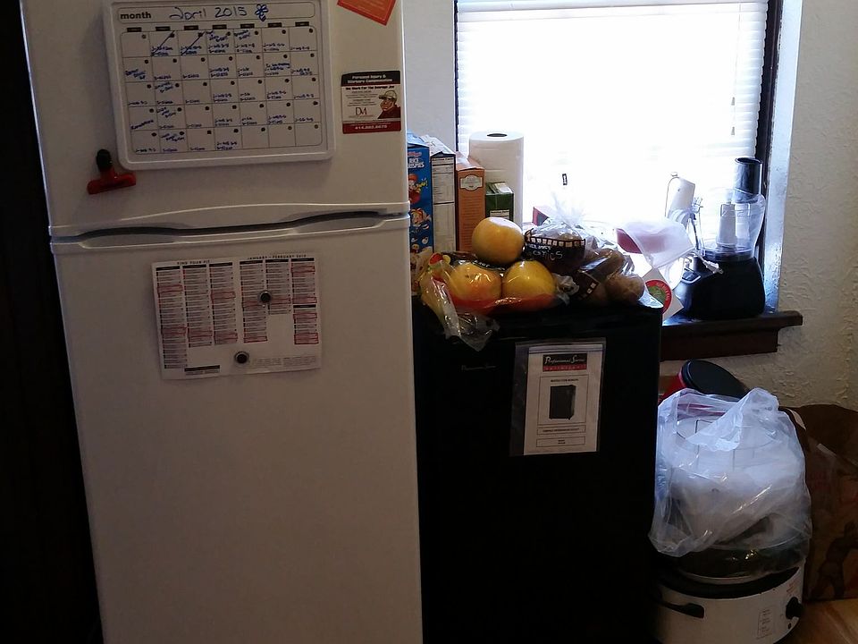 Fridge in kitchen.