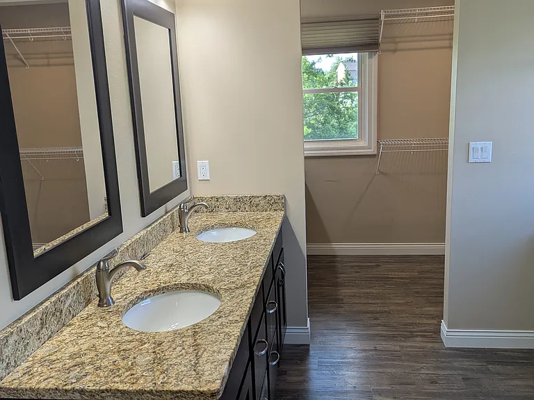 master bathroom with double sinks