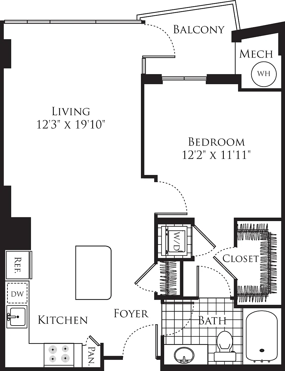 Floor plan 1 Bedroom- 730