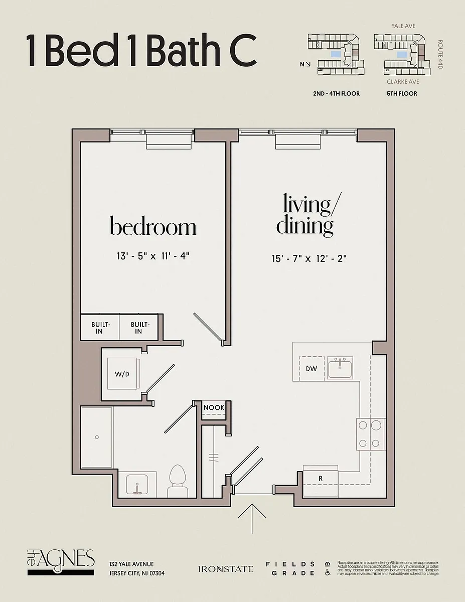 Floor plan 1 Bed 1 Bath C