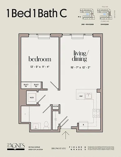 Floor plan 1 Bed 1 Bath C