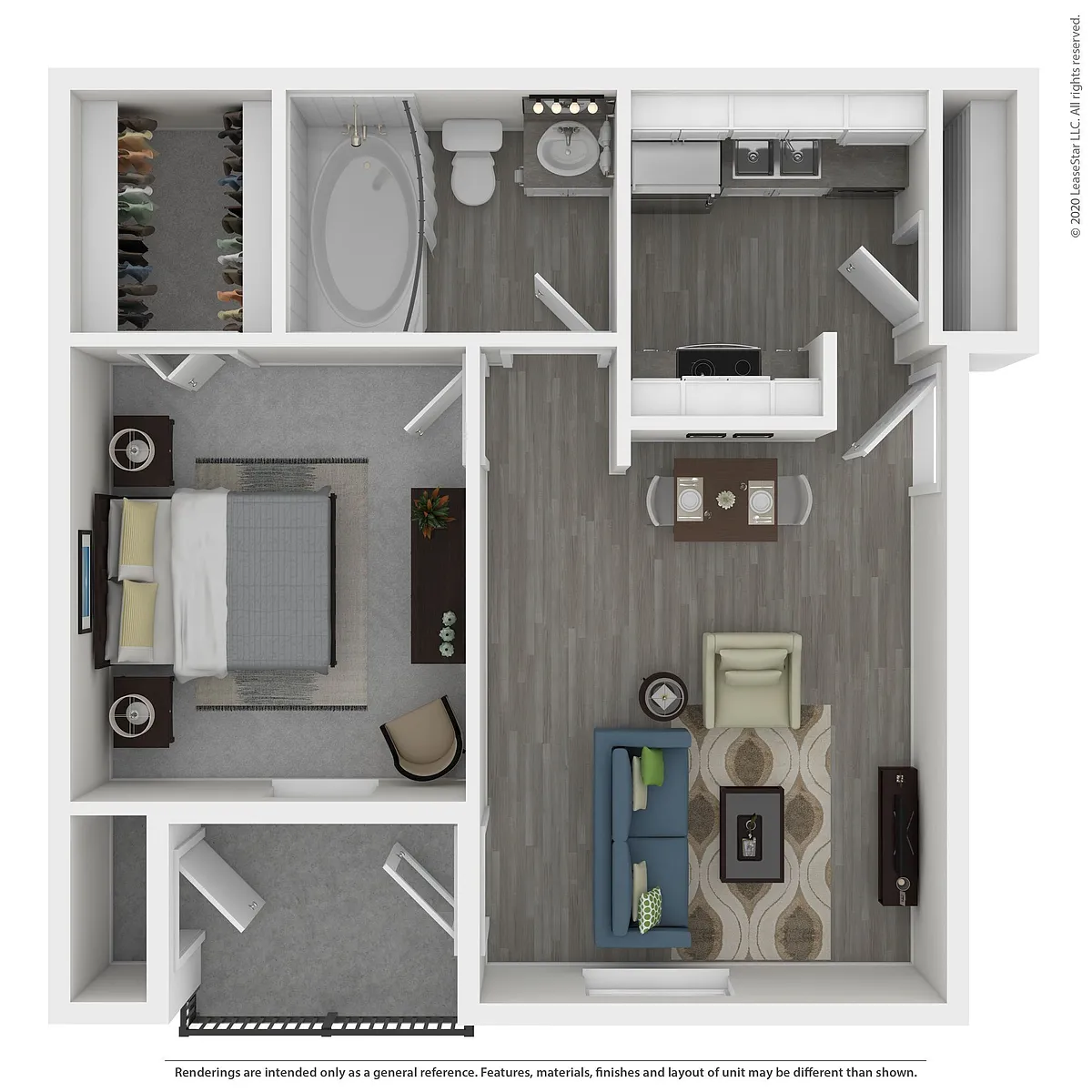 Floor plan Dogwood - 1x1