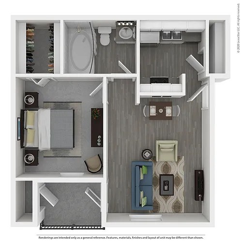Floor plan Dogwood - 1x1