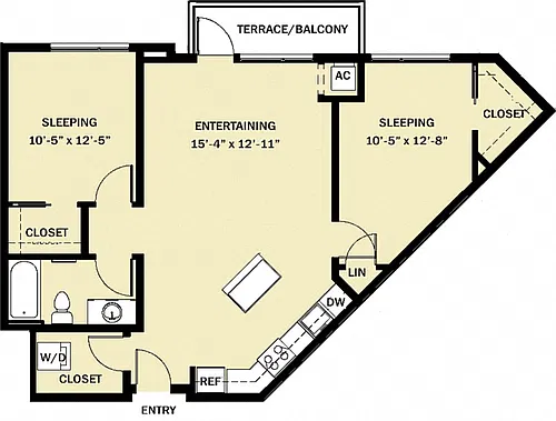 Floor plan 2 Bedroom 1 Bath C8
