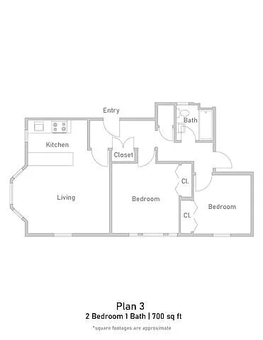 Floor plan 2 Bedroom - Plan 3