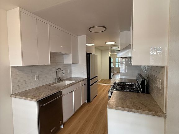 Kitchen with all new, stainless steel appliances
