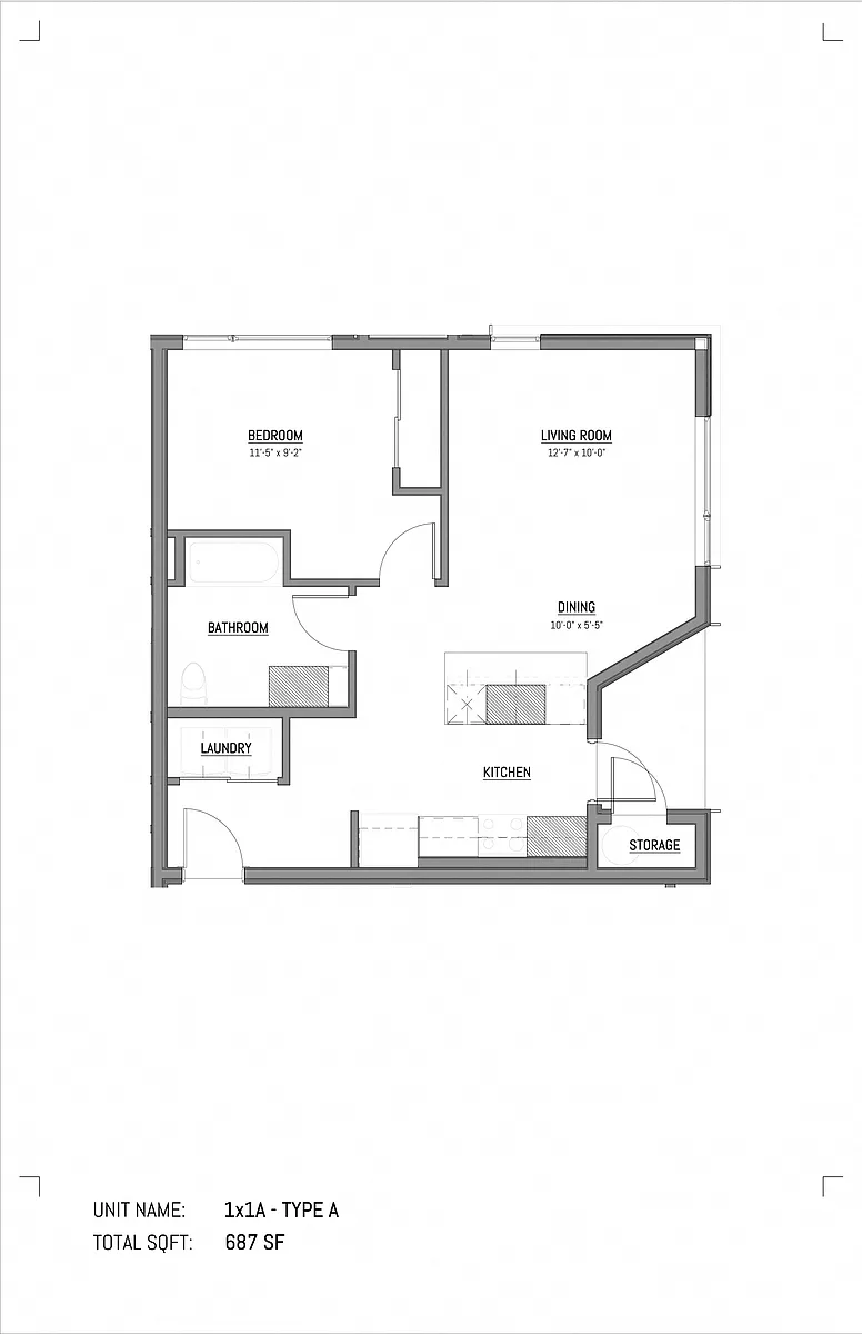 Floor plan 1 Bed 1 Bath (A)