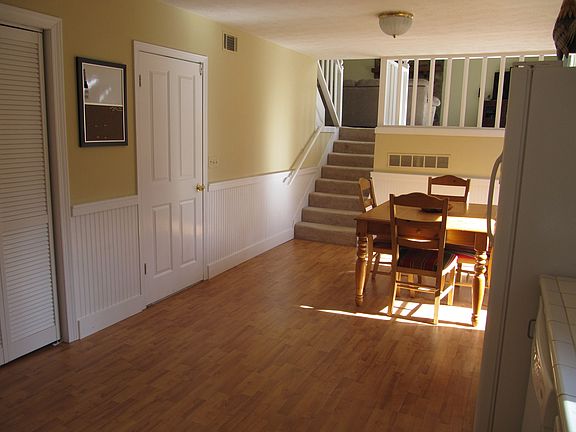 View from kitchen looking up to family room