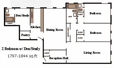 Floor plan Two Bedroom w/Den