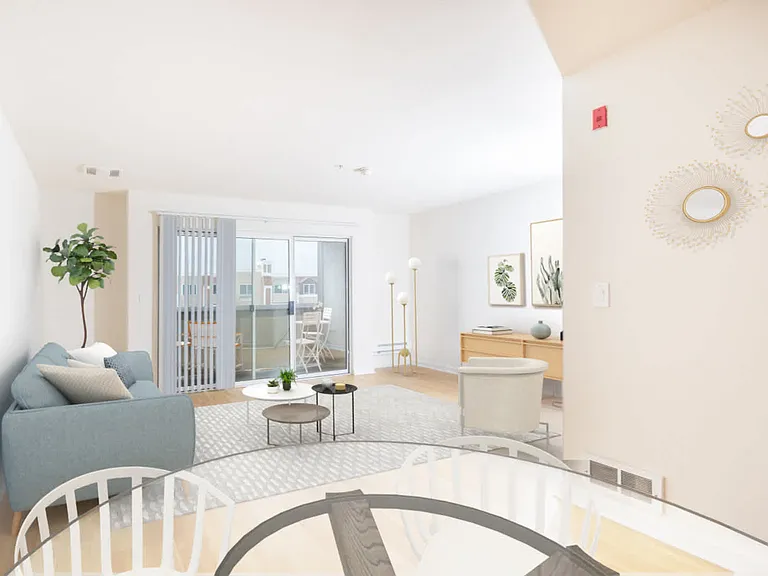 Living Room with Hard Surface Flooring and Balcony
