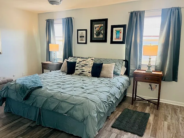 Master front bedroom has two full size dressers and walk-in closet